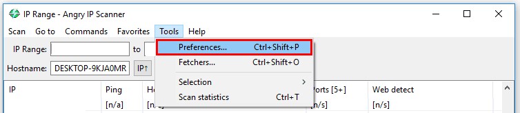 Angry IP Scanner Preferences config